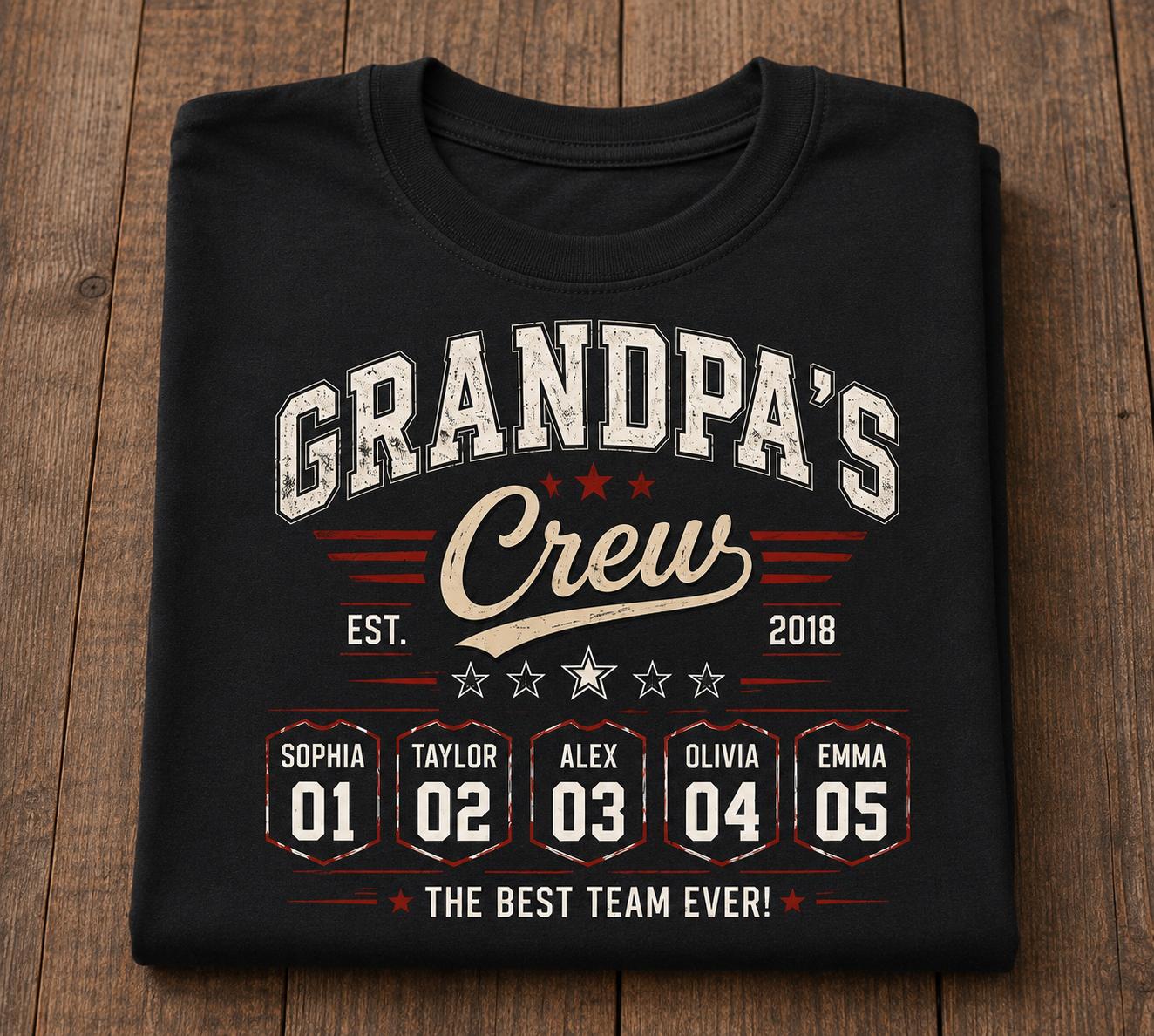 Grandpa's Crew Custom Name T-Shirt